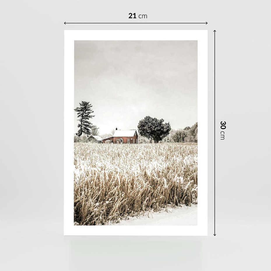 Plakat bez ramy 21x30 - Idylliczna Zima - zima, krajobraz zimowy