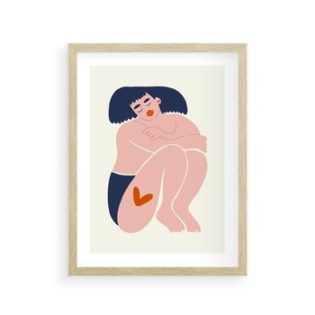 Plakat w ramie 50x70 - Melodia snów na płótnie - zakochana kobieta, graficzny obraz - rama drewno