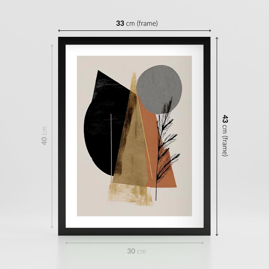 Plakat w ramie 30x40 - Wibracje Barw Ziemi - abstrakcyjny obraz, dziwne formy - rama czarna