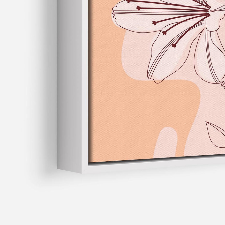 Obraz w ramie 80x80 - Kwiatowa Harmonia - minimalistyczny plakat, pudrowe kwiaty - rama biała