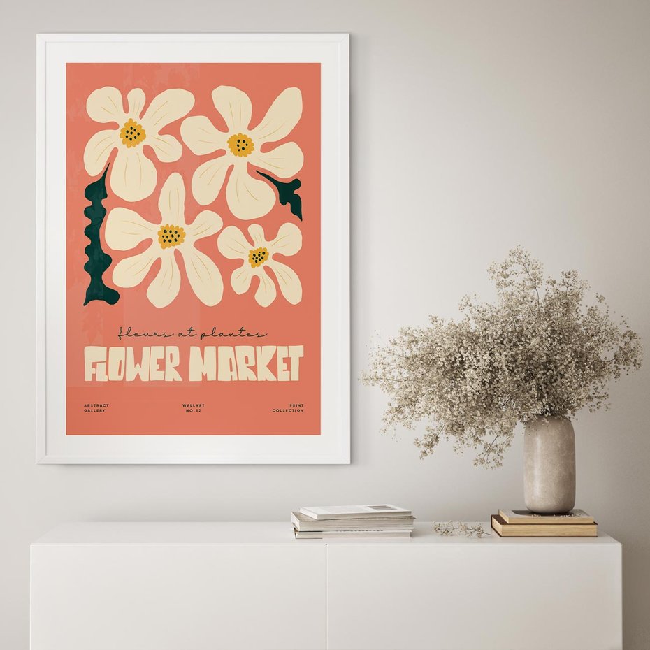 Plakat bez ramy 50x70 - Szkicowane Kolorowe Uczucia - kwiatowa kompozycja, minimalizm