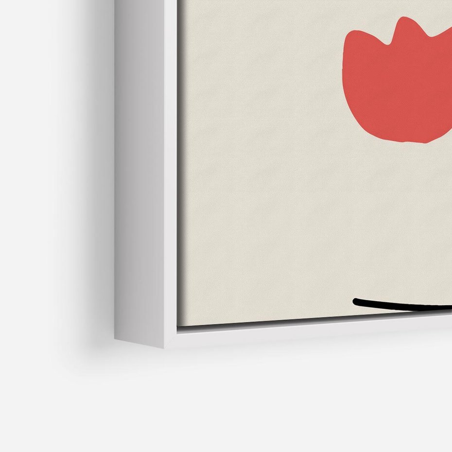 Obraz w ramie 50x50 - Taniec Przenikających Plam - abstrakcyjny obraz, przypomina twarz - rama biała