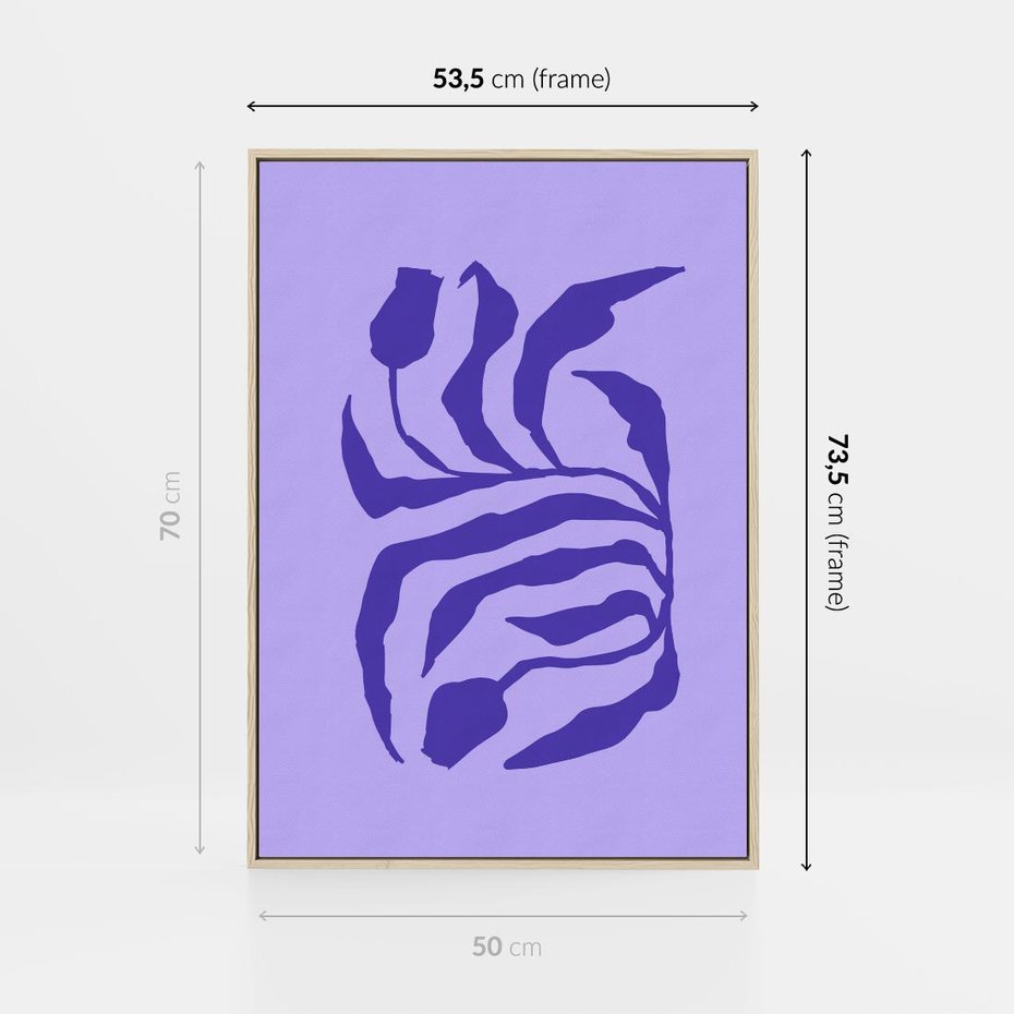 Obraz w ramie 50x70 - Boho Sztuka Wolności - kwiaty, energetyczne fioletowe tło - rama drewno