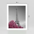 Plakat bez ramy 40x50 - Różowy Paryż - czarno białe zdjęcie, wieża eiffla