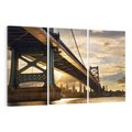 Obraz na płótnie 120x80 - Zachód Słońca nad Mostem: Filadelfia USA - Filadelfia, most