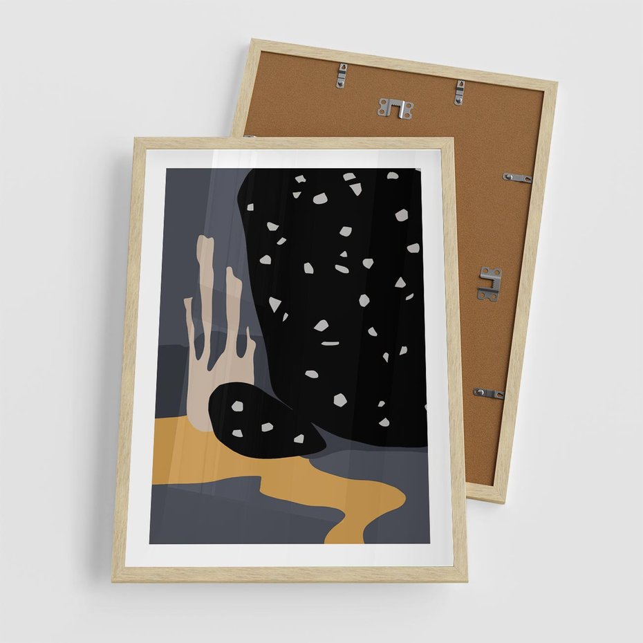 Plakat w ramie 50x70 - Formy Szarości - ciemny, mroczny plakat - rama drewno