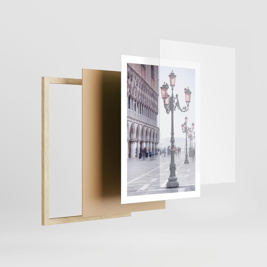 Plakat w ramie 50x70 - Przemijający urok miasta - miasto, uliczka - rama drewno