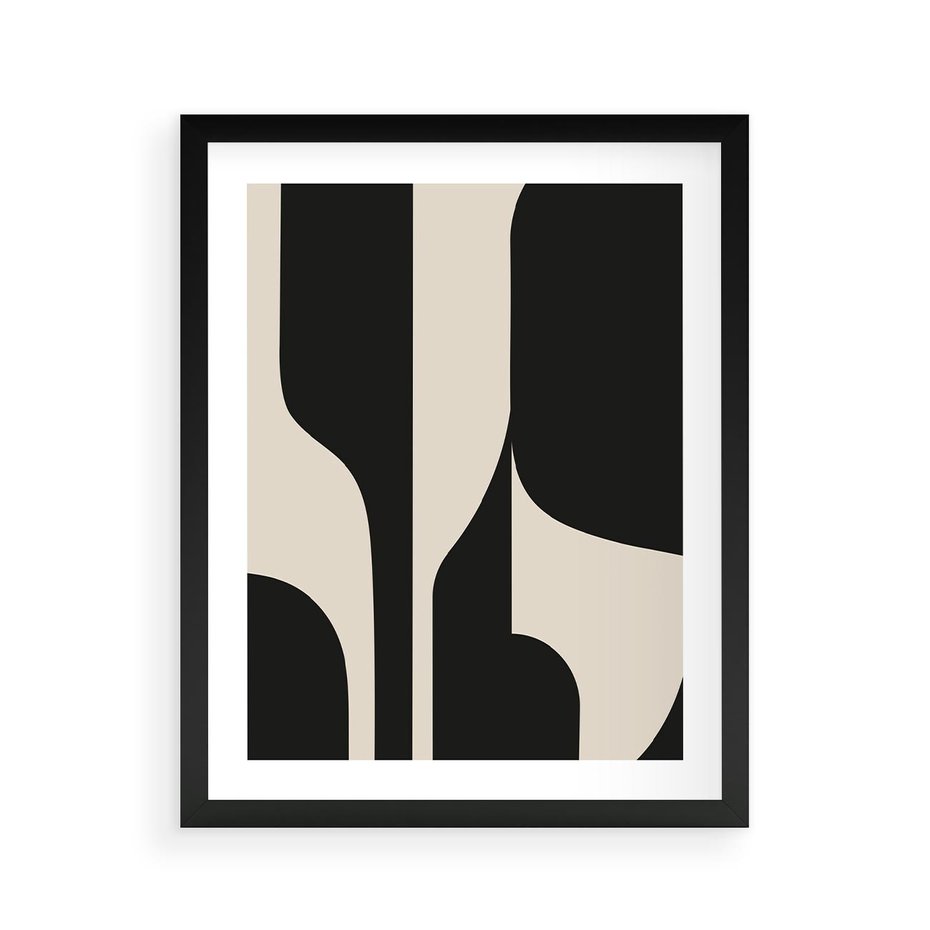 Plakat w ramie 40x50 - Abstrakcyjne Linie - boho plakat, rycina - rama czarna