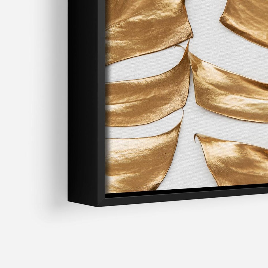 Obraz w ramie 50x50 - Siła Natury - złote, liście - rama czarna