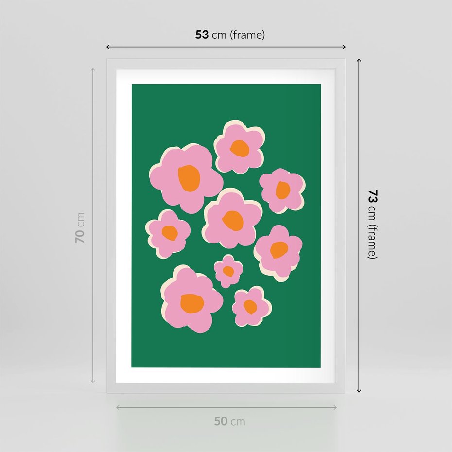 Plakat w ramie 50x70 - Przenikające Refleksje - abstrakcyjny plakat, boho styl - rama biała