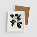 Plakat w ramie 40x50 - Spojrzenie w kształty kwiatów - kwiaty magnolii, minimalizm - rama biała