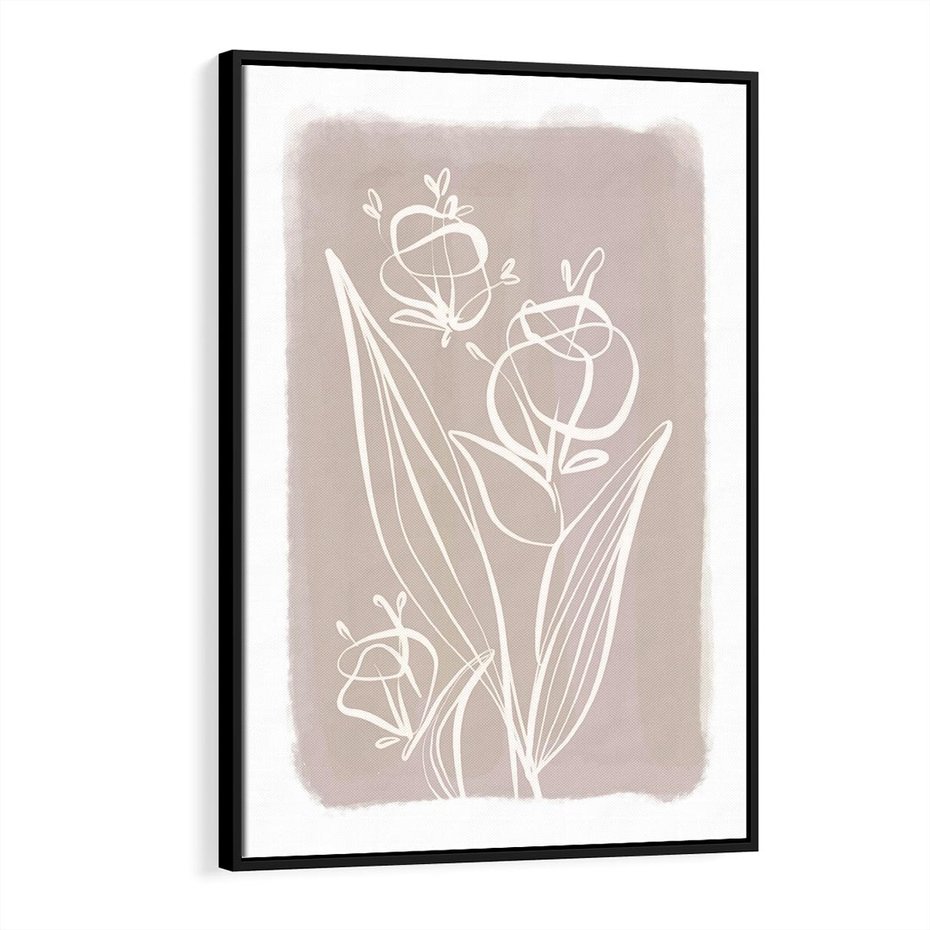 Obraz w ramie 50x70 - Pastelowe Nastroje - nowoczesny subtelny plakat, beżowy - rama czarna