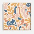 Obraz w ramie 50x50 - Symfonia Radosnych Barw - abstrakcyjne pastelowe formy, nowoczesna grafika w stylu boho - rama drewno
