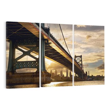 Obraz na płótnie 120x80 - Zachód Słońca nad Mostem: Filadelfia USA - Filadelfia, most