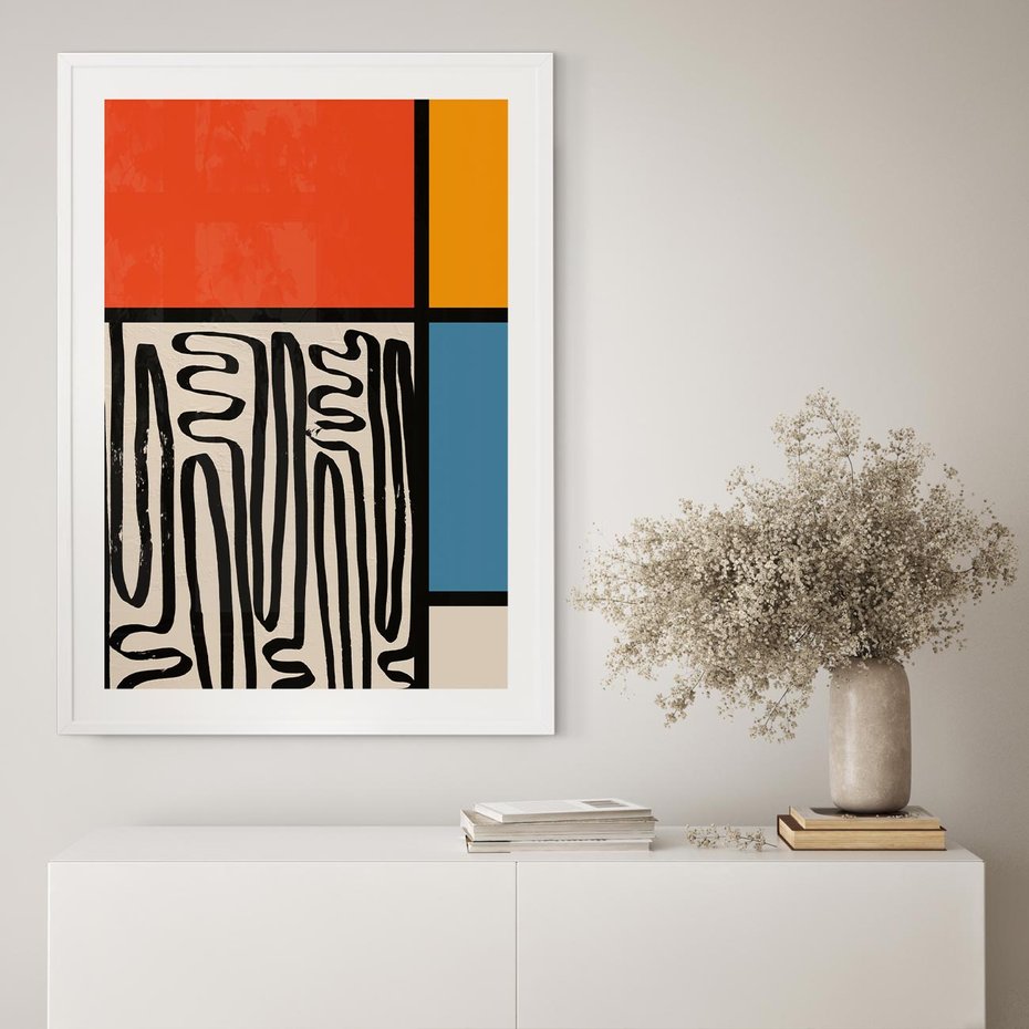 Plakat bez ramy 21x30 - Podróżne Wibracje Serca - abstrakcyjny obraz, proste linie