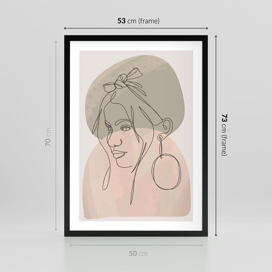 Plakat w ramie 50x70 - Kobieta w Linii: Akwarelowa Harmonia - kobieta one line, grafika - rama czarna