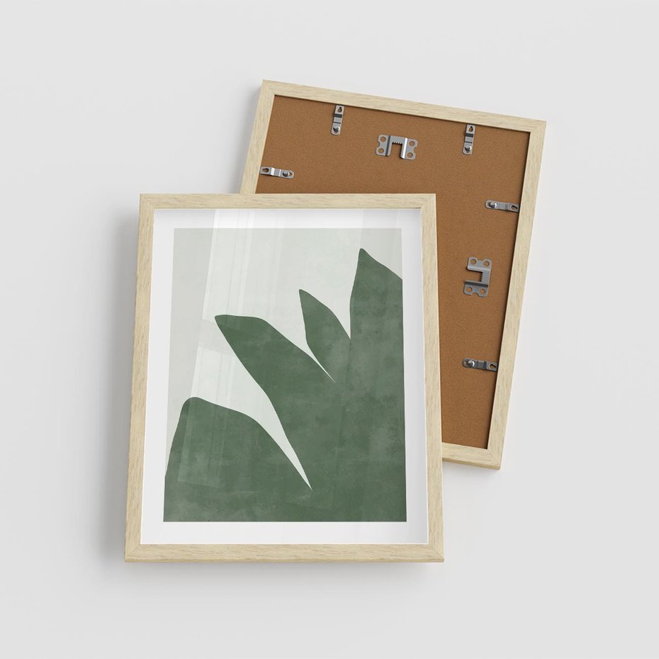 Plakat w ramie 40x50 - Oaza Harmonii - abstrakcyjny kształt, zielony plakat - rama drewno
