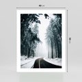 Plakat bez ramy 40x50 - Droga przez Zimowy Las - drzewa, śnieg