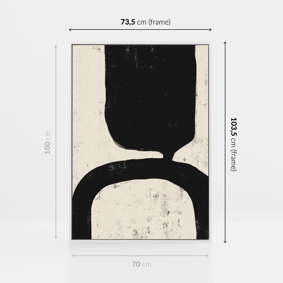 Obraz w ramie 70x100 - Przenikające Plamy - abstrakcyjna sztuka, minimalizm - rama biała