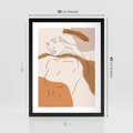 Plakat w ramie 30x40 - Sztuka Piękna w Beżach i Brązach - szkic jedną linią, naga kobieta - rama czarna