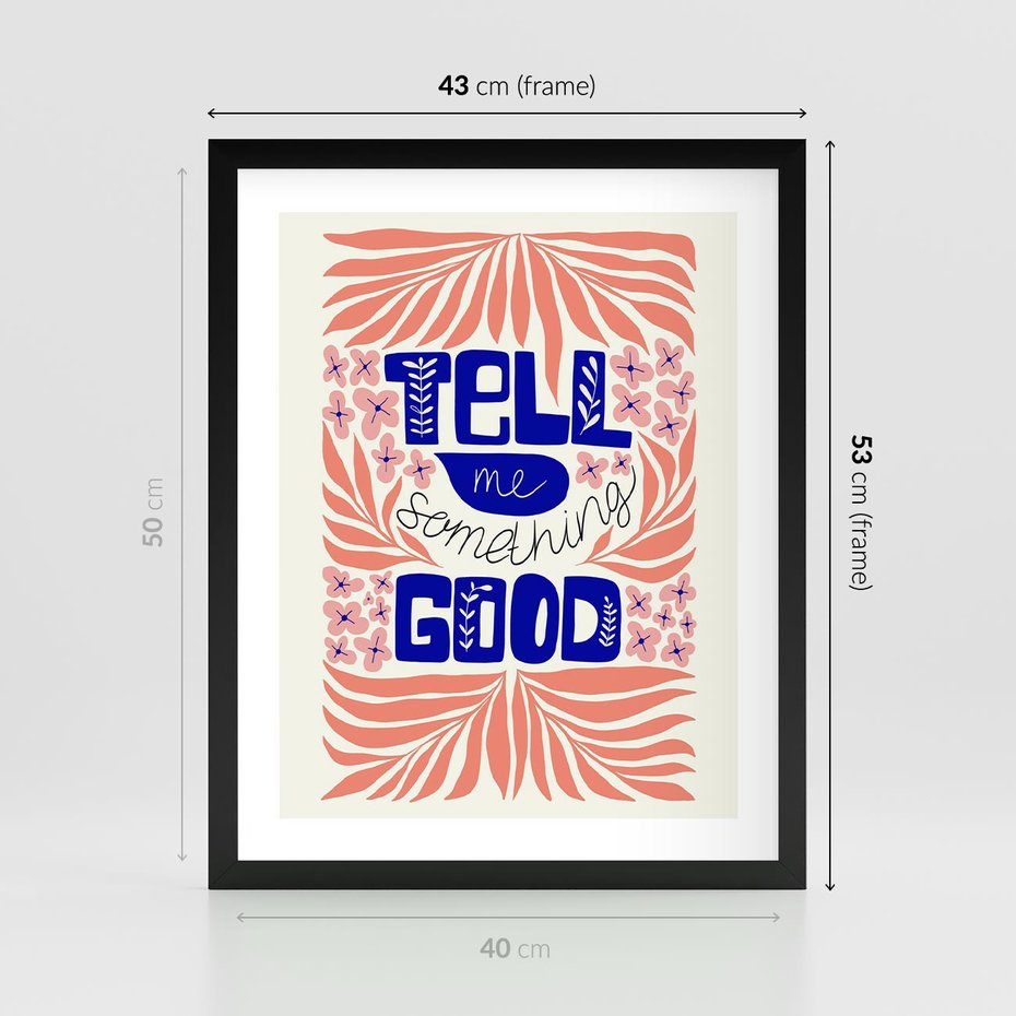 Plakat w ramie 40x50 - Bezgraniczne Formy - nowoczesna typografia, liście - rama czarna