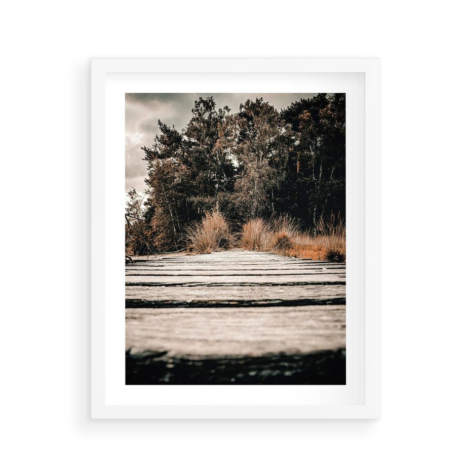 Plakat w ramie 40x50 - Fotografia w Ciepłych Barwach - odcienie brązu, fotografia - rama biała
