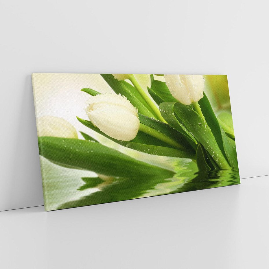 Obraz na płótnie 120x60 - Białe Piękno - białe, tulipany