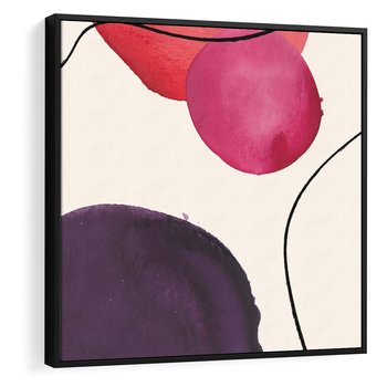 Obraz w ramie 50x50 - Kolorowe Impresje - abstrakcyjne akwarelowe plamy, nieregularne linie - rama czarna