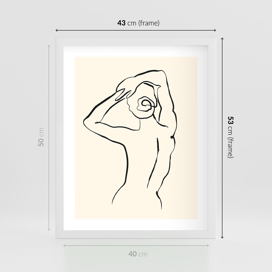 Plakat w ramie 40x50 - Tajemniczy Rytm - kobieta, posąg - rama biała