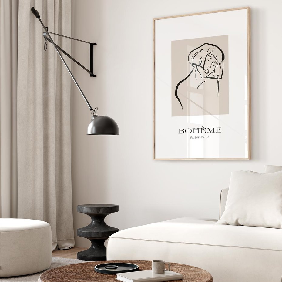 Plakat w ramie 40x50 - Echa Nieznanych Konturów - boho plakat, typografia - rama drewno