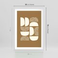 Plakat w ramie 50x70 - Wewnętrzne Spektrum - geometryczne boho kształty na brązowym, karmelowym tle - rama biała