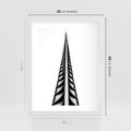 Plakat w ramie 30x40 - Majestatyczna Architektura - wysoki, strzelisty wieżowiec - rama biała