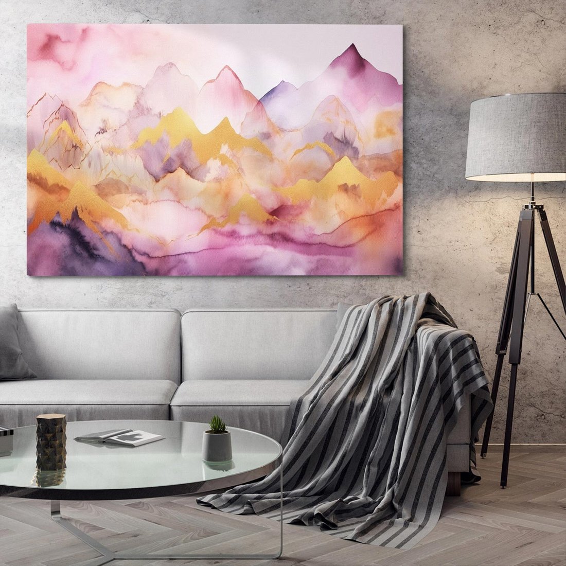 Obraz na płótnie 70x50 - Pastelowe Wzgórza - pastelowe, różowe góry