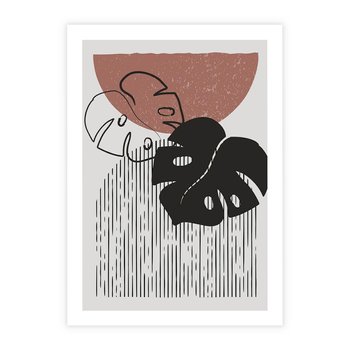 Plakat bez ramy 30x40 - Nowoczesna Monstera: Szkic w Grafice - nowoczesna grafika, monstera