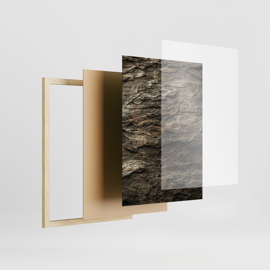 Zestaw obrazy w ramie 50x70 galeria - Sepia, domek, w, górach - rama drewno