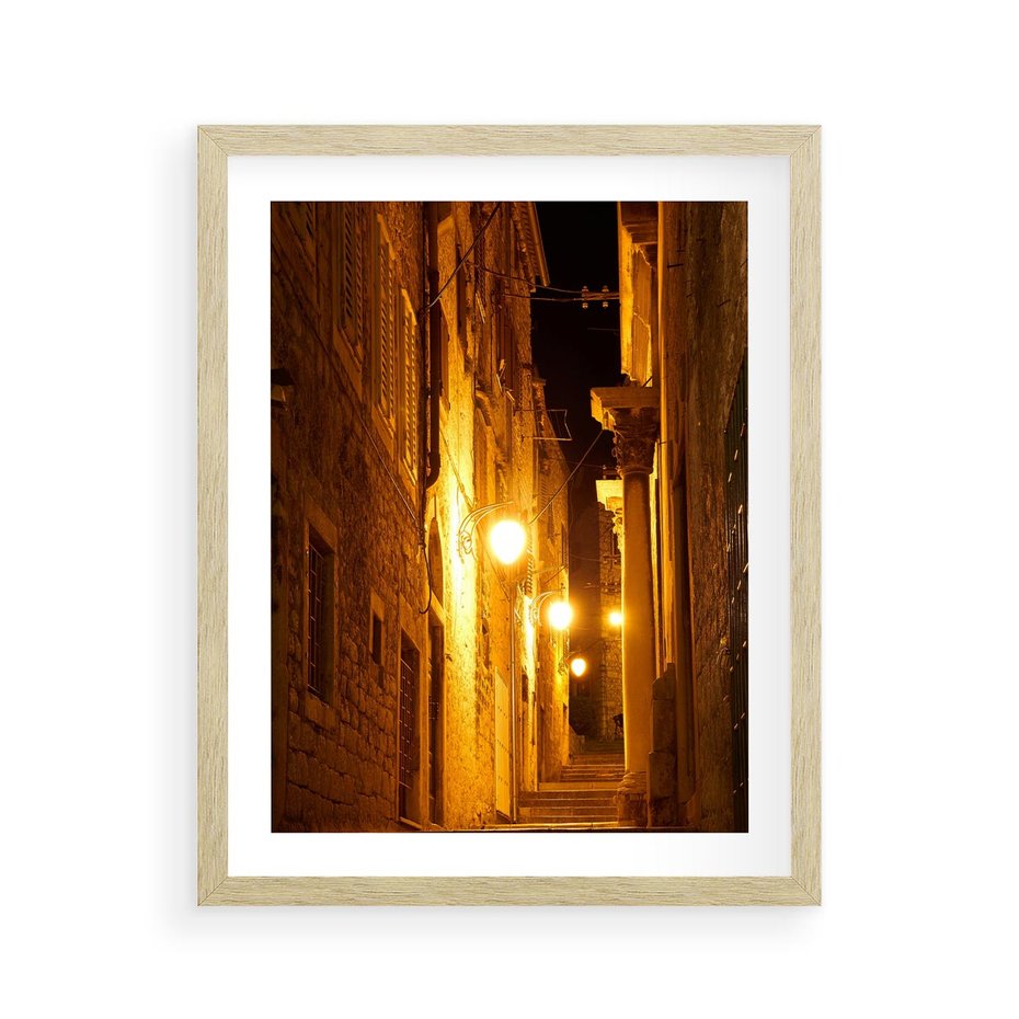 Plakat w ramie 40x50 - Miasto Pod Gwieździstym Niebem - uliczka, perspektywa - rama drewno
