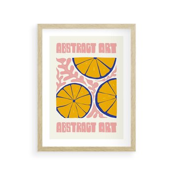 Plakat w ramie 30x40 - Podróżne Wizje - typografia, cytryny - rama drewno