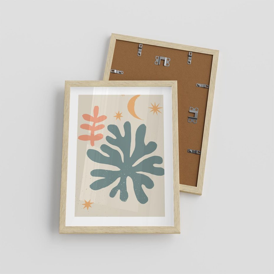 Plakat w ramie 30x40 - Rozbłysk Emanacji - boho formy, kształty - rama drewno