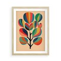Plakat w ramie 50x70 - Harmonia Rozplątanych Form - abstrakcyjny kolorowy tęczowy obraz, inspiracje roślinne - rama drewno