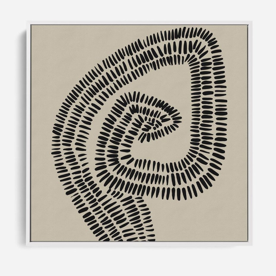Obraz w ramie 80x80 - Nowoczesne Spektrum Wyobraźni - boho plakat, czarne kropki kreski - rama biała