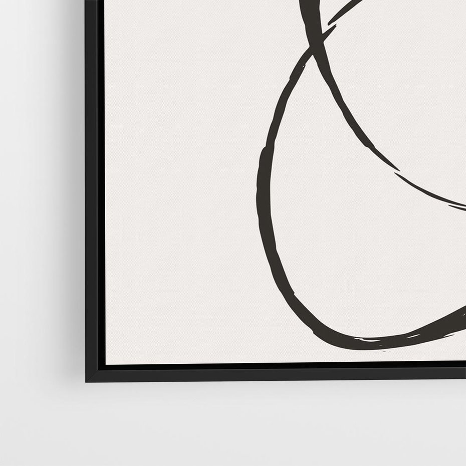 Obraz w ramie 50x50 - Modernistyczne Refleksje - abstrakcyjne szkicowane linie, minimalizm - rama czarna
