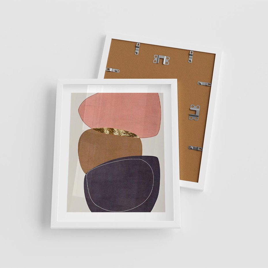 Plakat w ramie 40x50 - Rozkwitające Przenikające Formy - abstrakcyjny obraz, geometryczne formy - rama biała