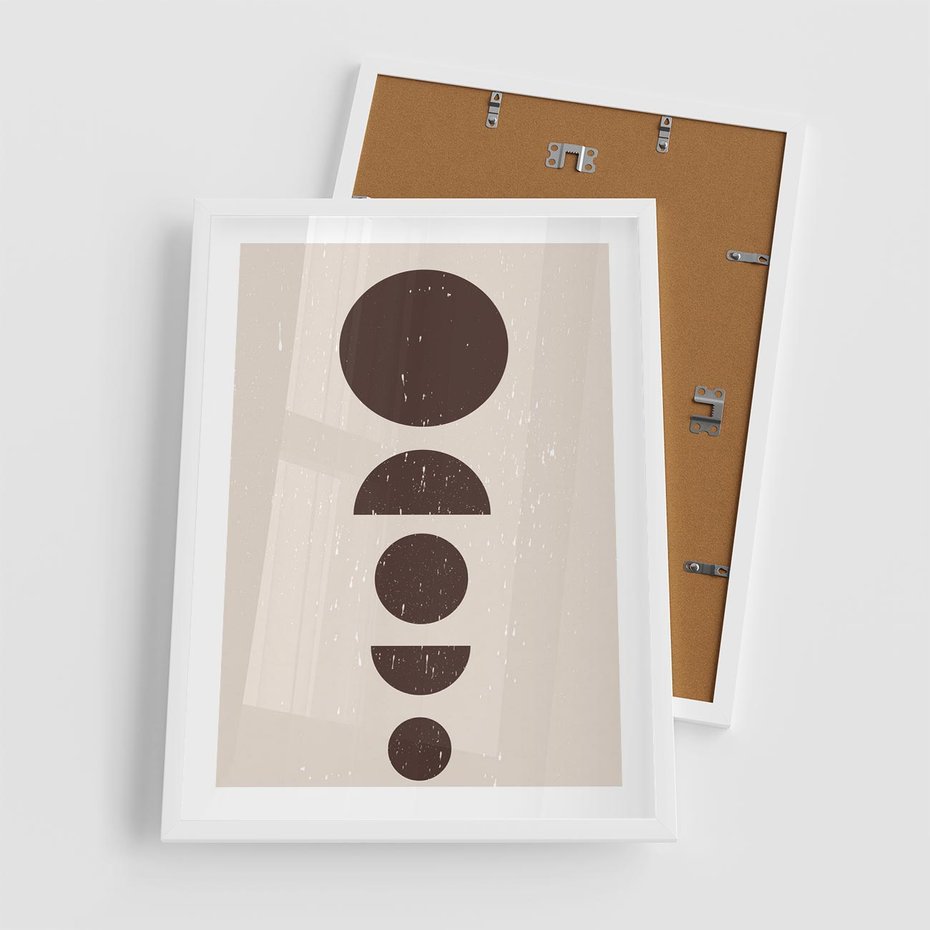 Plakat w ramie 50x70 - Migocące Granice - mid century styl, nowoczesna grafika - rama biała