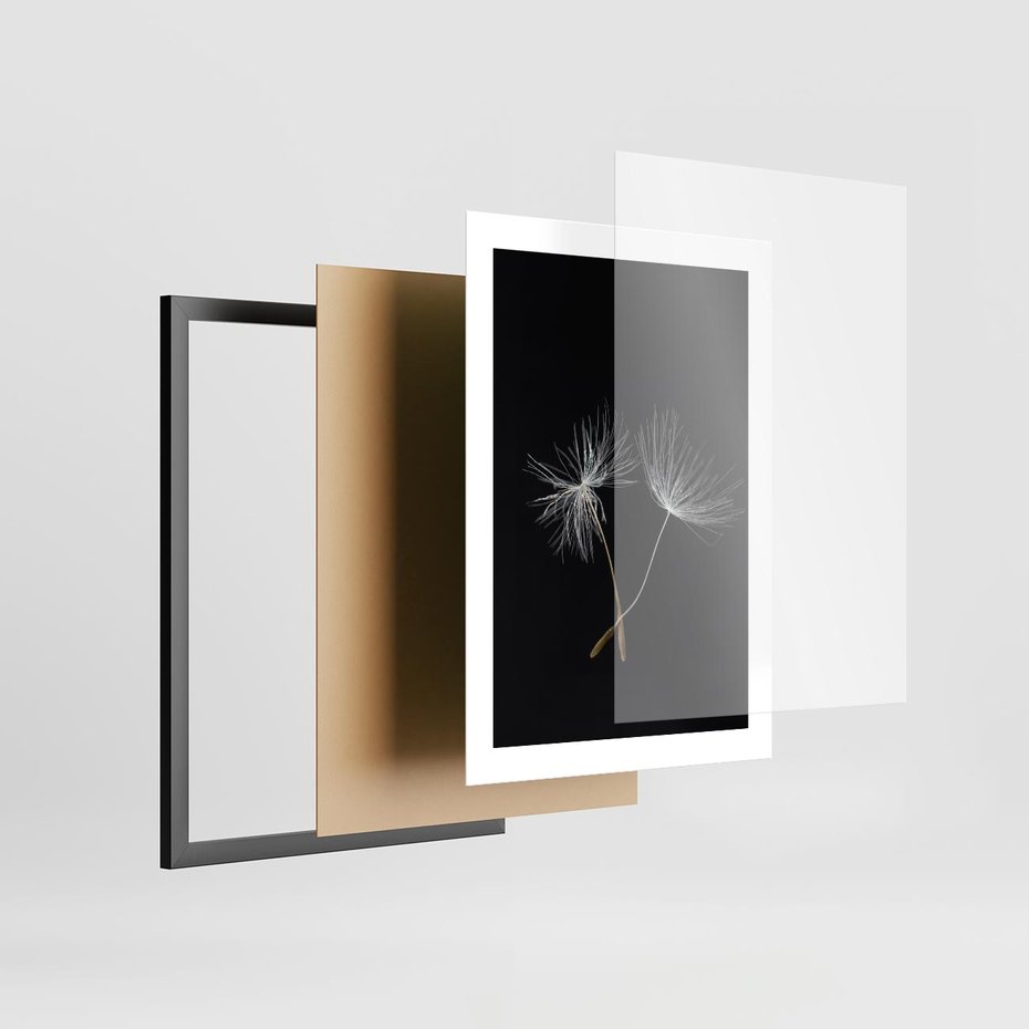 Plakat w ramie 30x40 - Delikatność Wiatru - dmuchawce, makro - rama czarna