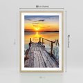 Plakat w ramie 50x70 - Zachód nad jeziorem z pomostem - pomost, jezioro - rama drewno