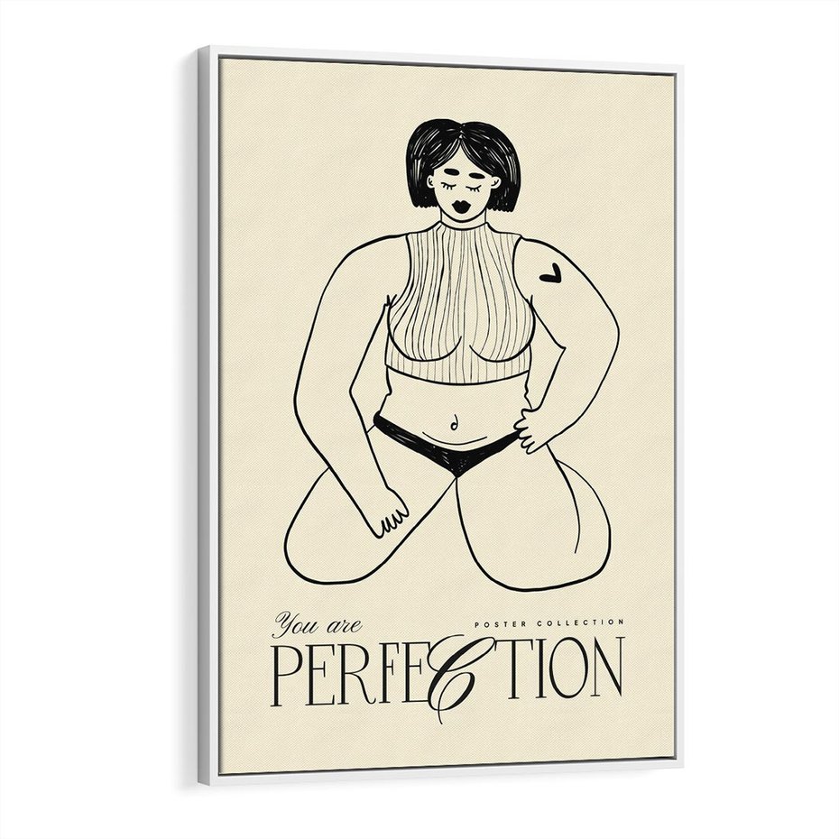 Obraz w ramie 80x120 - Refleksje Przejmujących Myśli - rysunek, plakat - rama biała