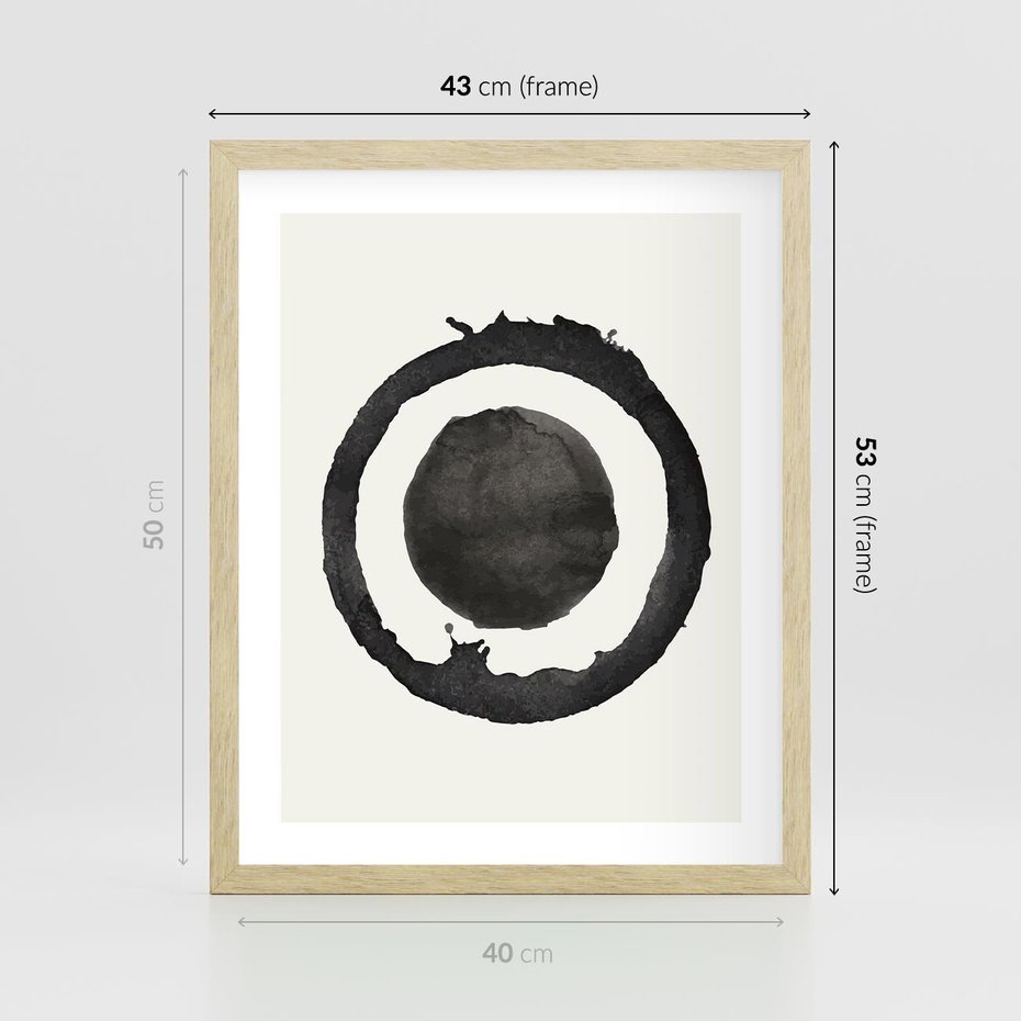 Plakat w ramie 40x50 - Harmonijne Emocje - abstrakcyjne plamy okręgi, akwarelowe - rama drewno