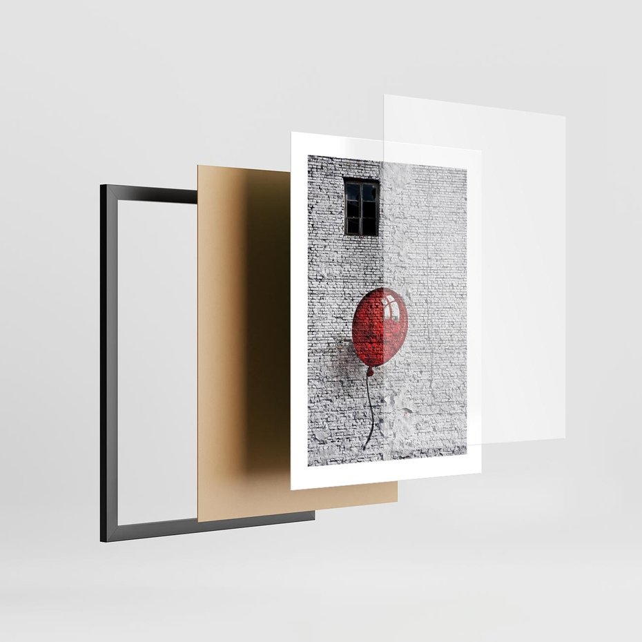 Plakat w ramie 30x40 - Mur Balonów - mur, balon - rama czarna