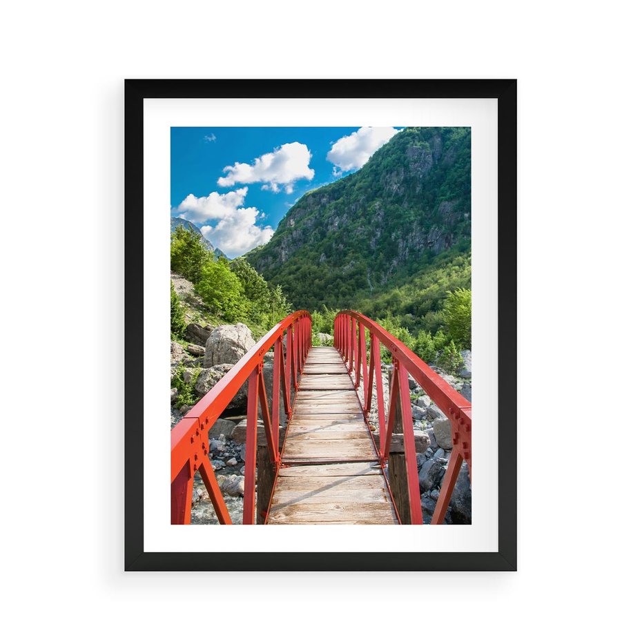 Plakat w ramie 40x50 - Most do przygody - góry, most - rama czarna