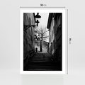 Plakat bez ramy 50x70 - Ukryta Uliczka - czarno białe zdjęcie, schody